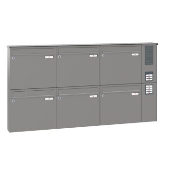 RENZ Basic B Briefkastenanlage Aufputz mit Sprechsieb 6-fach