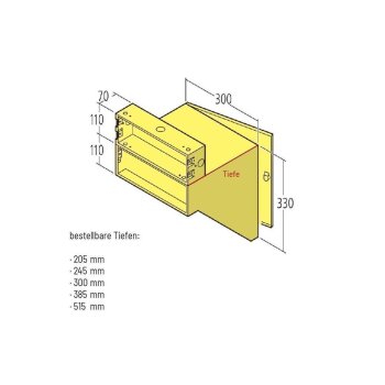 RENZ Mauerdurchwurf Briefkasten mit Sprechsieb mit Alu-Profilrahmen 13 L - 245 mm Tief