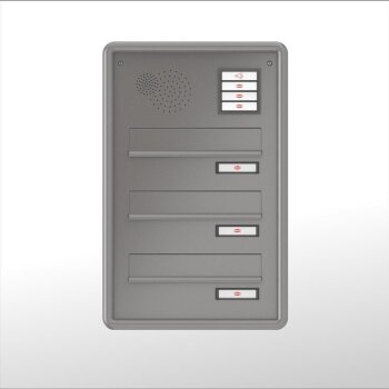3er RENZ Mauerdurchwurf Briefkastenanlage mit Sprechsieb (T: 26,5-41 cm) mit Alu-Profilrahmen