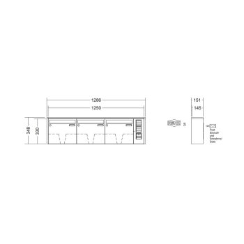 RENZ Quadra Aufputzbriefkastenanlage mit Sprechsieb 3-fach