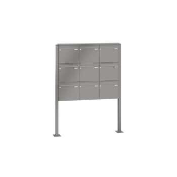 LEABOX 9er freistehende Briefkastenanlage in RAL 8017 (Fußplatten) - LEA3