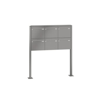LEABOX 6er freistehende Briefkastenanlage in RAL 9016 (Fußplatten) - LEA3