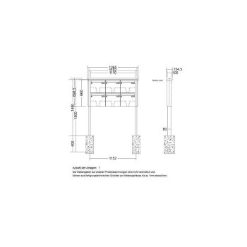LEABOX 6er freistehende Briefkastenanlage in DB703 Dupont/Axalta (einbetonieren) - LEA20
