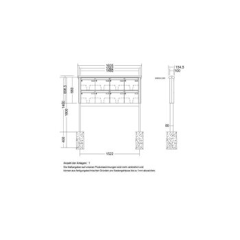 LEABOX 8er freistehende Briefkastenanlage in RAL 6005 (einbetonieren) - LEA20
