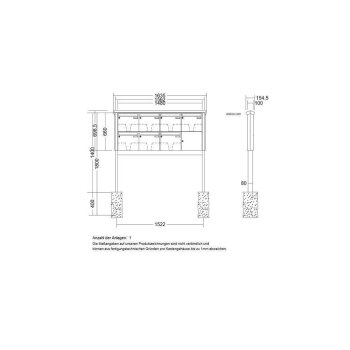 LEABOX 7er freistehende Briefkastenanlage in RAL 7016 (einbetonieren) - LEA20