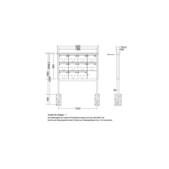 LEABOX 11er freistehende Briefkastenanlage in RAL 9016 (einbetonieren) - LEA20