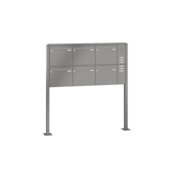 LEABOX 6er freistehende Briefkastenanlage mit Sprechfeld in DB703 Dupont/Axalta (Fußplatten) - LEA3