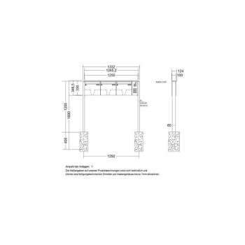 LEABOX 3er freistehende Briefkastenanlage mit Sprechfeld in RAL 9010 (einbetonieren) - LEA3