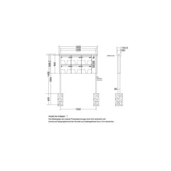 LEABOX 6er freistehende Briefkastenanlage mit Sprechfeld in RAL 6005 (einbetonieren) - LEA20