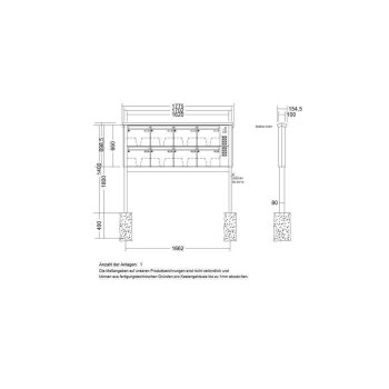 LEABOX 8er freistehende Briefkastenanlage mit Sprechfeld in RAL 9010 (einbetonieren) - LEA20