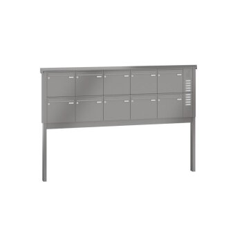 LEABOX 10er freistehende Briefkastenanlage mit Sprechfeld in RAL 9010 (einbetonieren) - LEA20