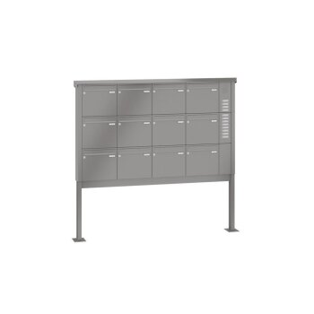 LEABOX 12er freistehende Briefkastenanlage mit Sprechfeld in RAL 9016 (Fußplatten) - LEA20