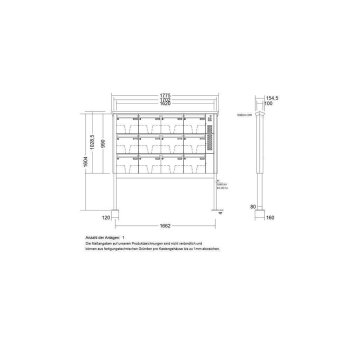 LEABOX 12er freistehende Briefkastenanlage mit Sprechfeld in RAL 9016 (Fußplatten) - LEA20