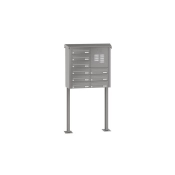 LEABOX 9er freistehende waagerechte Briefkastenanlage mit Sprechfeld in RAL 8017 (Fußplatten) - LEA20