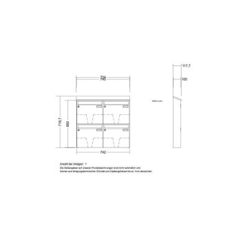 LEABOX 4er Aufputzbriefkastenanlage in RAL 8017 - LEA20