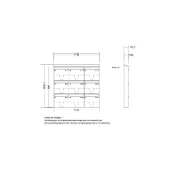 LEABOX 9er Aufputzbriefkastenanlage in RAL 9005 - LEA20