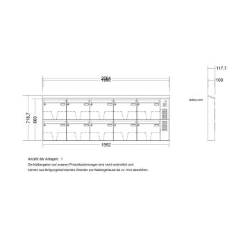 LEABOX 10er Aufputzbriefkastenanlage mit Sprechfeld in...