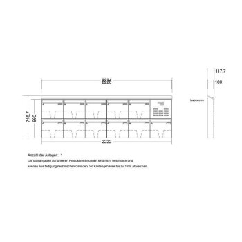 LEABOX 11er Aufputzbriefkastenanlage mit Sprechfeld in...