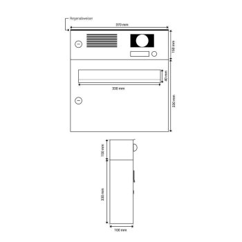 A-01 Edelstahl Aufputz Briefkasten mit Klingel, Sprechanlage & Kamera