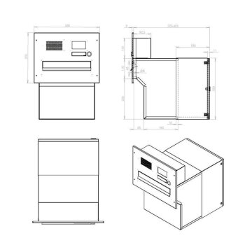XXL Edelstahl Kamera Durchwurf Briefkasten - T: 27-40,5 cm - F-042