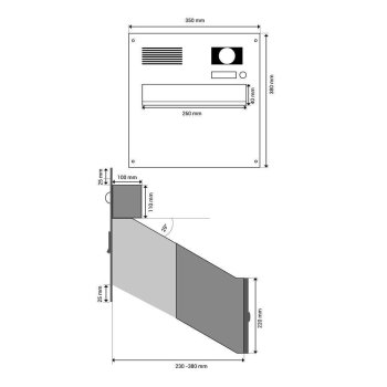 D-241 Edelstahl Mauerdurchwurf Briefkasten mit Klingeln, Sprechanlage, Kamera & Systemzentrale