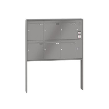 RENZ RS2000 freistehende Briefkastenanlage in RAL mit Sprechanlage 1-6 fach