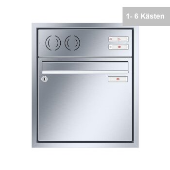RENZ Eckrahmen Unterputz Briefkastenanlage mit Sprechsieb in V4A Edelstahl 1-6 fach