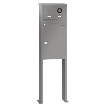 RENZ Tetro freistehender Brief- & Paketkasten mit Sprech- & Kameravorbereitung mit Fußplatten Siedle Typ 613/618/653/658 Durchmesser 50 mm (nur Stanzung)