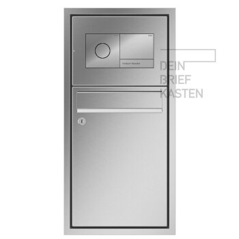 RENZ Eckrahmen Unterputz Briefkasten 2x Gira 106 in V4A Edelstahl Klingelmodul V4A mit Gravur, Sprachmodul  mit Audio-Steuergerät + Gravur