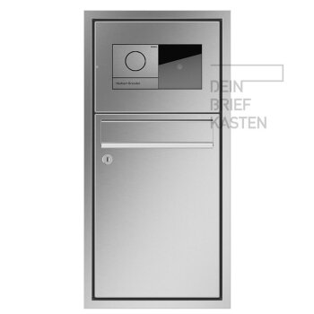 RENZ Eckrahmen Unterputz Briefkasten 2x Gira 106 in V4A Edelstahl Sprachmodul mit Klingel und Gravur, Kameramodul   Video-Steuergerät, Audio-Station