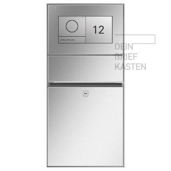 RENZ Plan Unterputz Briefkasten 2x Gira 106 in V4A Edelstahl Sprachmodul mit Klingel und Gravur, Infomodul mit Gravur mit Audio-Steuergerät