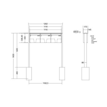 RENZ Basic B freistehende Briefkastenanlage in V4A Edelstahl 3-fach