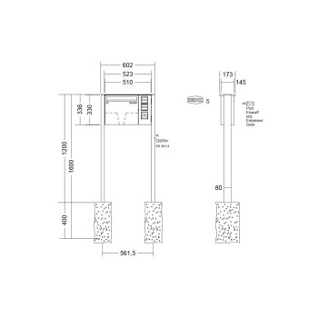 RENZ Basic B freistehende Briefkastenanlage in V4A Edelstahl mit Sprechfeld rechts