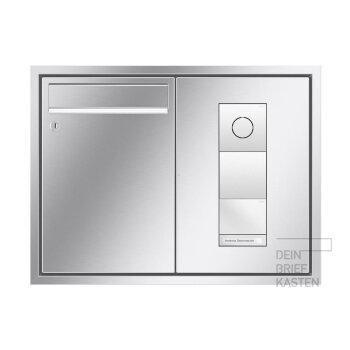 RENZ Eckrahmen Unterputz Briefkasten 3x Gira 106 in V4A Edelstahl  Sprachmodul, Blindmodul, Klingelmodul 1 Ruftaste beleuchtet