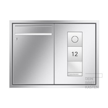 RENZ Eckrahmen Unterputz Briefkasten 3x Gira 106 in V4A Edelstahl  Sprachmodul, Infomodul mit Gravur, Klingelmodul 1 Ruftaste beleuchtet