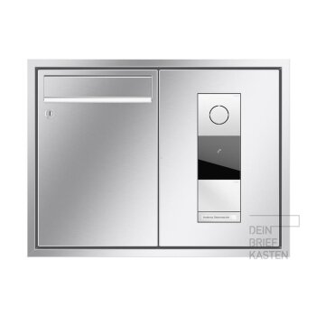 RENZ Eckrahmen Unterputz Briefkasten 3x Gira 106 in V4A Edelstahl  Sprachmodul, Klingelmodul 1 Ruftaste beleuchtet, Anzeigemodul mit Audio-Steuergerät