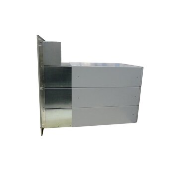 3er Edelstahl Mauerdurchwurf Briefkastenanlage mit Sprechsieb - T: 39-62 cm- B-042