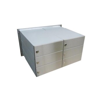 6er Edelstahl Mauerdurchwurf Briefkastenanlage in 2 Spalten - T: 39-62 cm- B-042