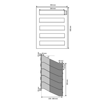 5er Edelstahl Durchwurfbriefkasten - T: 23-38 cm - D-041