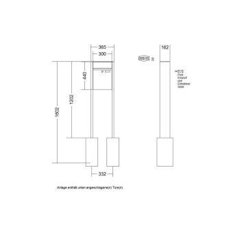 RENZ Plan freistehende Briefkastenanlage in V4A Edelstahl
