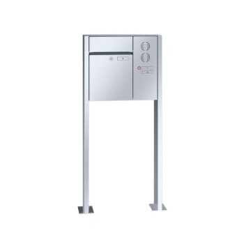 RENZ Plan freistehende Briefkastenanlage in V4A Edelstahl mit Sprechanlage rechts
